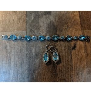 Ice Blue Earrings and Bracelet Costume Jewelry set